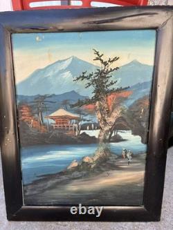 2 Large Japanese Paintings, Early 20th Century, Oil with Relief