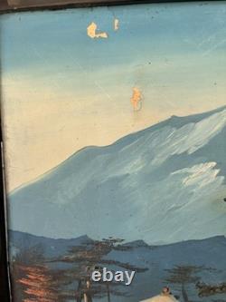 2 Large Japanese Paintings, Early 20th Century, Oil with Relief