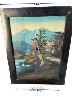 2 Large Japanese Paintings, Early 20th Century, Oil with Relief