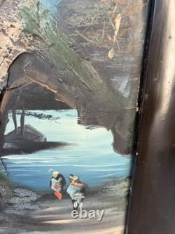 2 Large Japanese Paintings, Early 20th Century, Oil with Relief