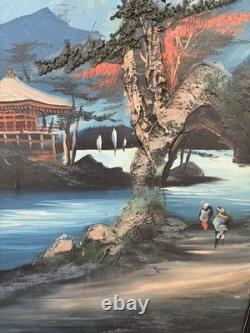 2 Large Japanese Paintings, Early 20th Century, Oil with Relief