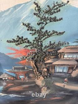 2 Large Japanese Paintings, Early 20th Century, Oil with Relief