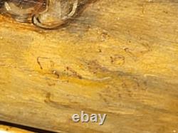 2 Old paintings signed. Inn scene Oil painting on wood panel