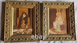 2 Religious Paintings on Wood Panels with Gilt Frames – MATER AMABILIS & MARIA VIRGO