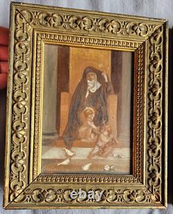 2 Religious Paintings on Wood Panels with Gilt Frames – MATER AMABILIS & MARIA VIRGO