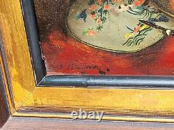 2 Signed Paintings by T. WAGNER Books and Fruits Oil Painting on Wood Panel