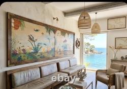 2 oils on panel signed underwater scene Mediterranean fish vintage