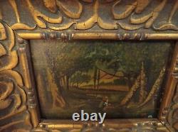 2 old oil paintings on wooden panel landscape