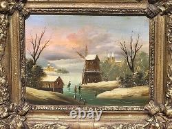 3 Signed Tableaux. Riverbank Landscape Oil Painting on Wood Panel