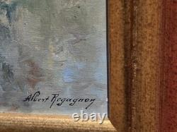 ALBERT REGAGNON. Titled “Lorp à Sentaraille.” Signed oil painting on wood panel.