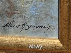 ALBERT REGAGNON. Titled “Lorp à Sentaraille.” Signed oil painting on wood panel.