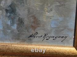ALBERT REGAGNON. Titled “Lorp à Sentaraille.” Signed oil painting on wood panel.
