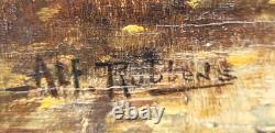 ALFONS RUBBENS. Titled Under Wood. Oil painting on wood panel signed