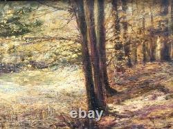 ALFONS RUBBENS. Titled Under Wood. Oil painting on wood panel signed