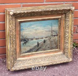 ALFRED MOLET. Alexander Bridge banks of the Seine. Oil painting on wood