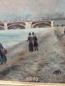 ALFRED MOLET. Alexander Bridge banks of the Seine. Oil painting on wood