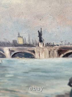 ALFRED MOLET. Alexander Bridge banks of the Seine. Oil painting on wood