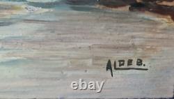 ANCIENT TABLEAU 1900/1920 MARINE Sailing Ships and a Sailor's Boat