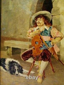 ANCILLOTTI TABLEAU HOMME with a pipe 19th century OIL ON CANVAS GOLDEN WOOD FRAME