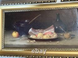 ARMAND ROBERT 1817 1890 STILL LIFE WITH BACON AND CABBAGE PAINTER FROM ARRAS born in 1862
