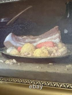 ARMAND ROBERT 1817 1890 STILL LIFE WITH BACON AND CABBAGE PAINTER FROM ARRAS born in 1862