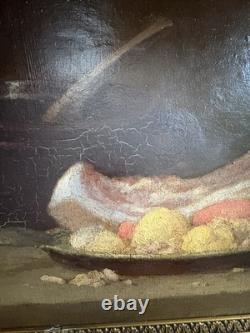ARMAND ROBERT 1817 1890 STILL LIFE WITH BACON AND CABBAGE PAINTER FROM ARRAS born in 1862