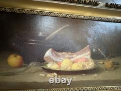 ARMAND ROBERT 1817 1890 STILL LIFE WITH BACON AND CABBAGE PAINTER FROM ARRAS born in 1862