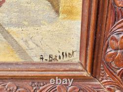 A. BAISSOT. View of a Lively Courtyard. Oil painting on canvas signed