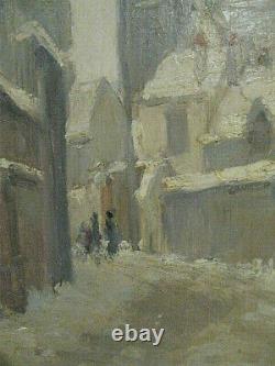 A. Girard Village Under Snow Oil Painting On Wood January 1926