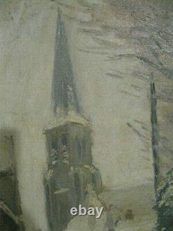 A. Girard Village Under Snow Oil Painting On Wood January 1926