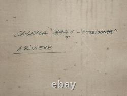 A. Rivière. Poseidons in Calella. Oil on Wood. Spain. 1971