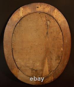 Aa 18th Remarkable Painting On Wood Medallion 58cm Child Jesus Christ God