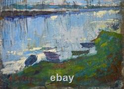 Adrien Dutrey 19th/20th Century. Riverbank