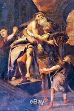 Aeneas And Anchises. Painting On Oak Panel. Xvii-xviii
