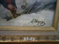 Albert Bligny-war Of 1870-pair Of Oils On Panels Of Mahogany-militaria