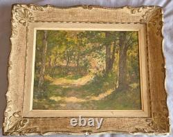 Albert REGAGNON Oil painting on panel Landscape Wood at Sentaraille Signed 1944