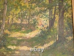 Albert REGAGNON Oil painting on panel Landscape Wood at Sentaraille Signed 1944