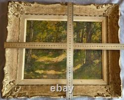 Albert REGAGNON Oil painting on panel Landscape Wood at Sentaraille Signed 1944