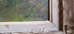 Albert REGAGNON Oil painting on panel Landscape Wood at Sentaraille Signed 1944
