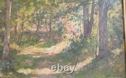 Albert REGAGNON Oil painting on panel Landscape Wood at Sentaraille Signed 1944