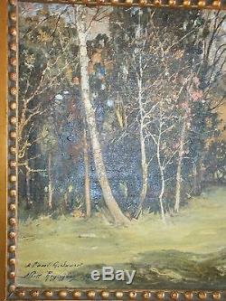 Albert Regagnon 1922 Oil On Canvas View Of Undergrowth Table + Golden Frame