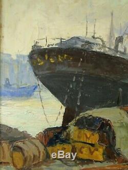 Alfred Quertant (xix-xx) Beautiful Landscape Ca. 1930 Marseille, Dock Of Belgian