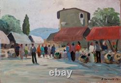 Alfredo STENGHER (1920-2000) Market in Italy 1974