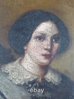 Ancienne Tableau Jeune Femme En Dresse Painting Oil Antique Oil Painting Woman