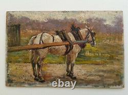 +++ Ancient Impressionist Horse Landscape Painting Late 19th Or Around 1900 +++