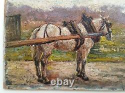 +++ Ancient Impressionist Horse Landscape Painting Late 19th Or Around 1900 +++