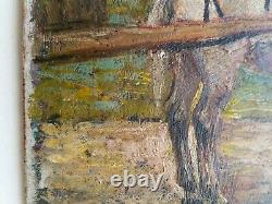 +++ Ancient Impressionist Horse Landscape Painting Late 19th Or Around 1900 +++