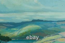 Ancient Landscape Painting of a Panoramic View with Umbrella Pines, Landes River by Pierre Roblin