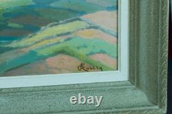 Ancient Landscape Painting of a Panoramic View with Umbrella Pines, Landes River by Pierre Roblin