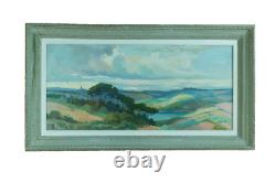 Ancient Landscape Painting of a Panoramic View with Umbrella Pines, Landes River by Pierre Roblin